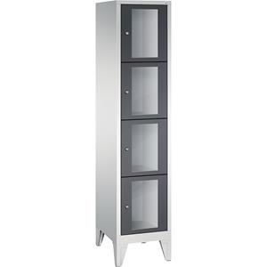 C+P CLASSIC Fächerschrank, Fachhöhe 375 mm, mit Füßen, 4 Fächer, Breite 420 mm, Tür schwarzgrau