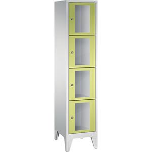 C+P CLASSIC Fächerschrank, Fachhöhe 375 mm, mit Füßen, 4 Fächer, Breite 420 mm, Tür viridingrün