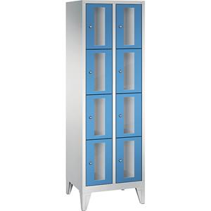C+P CLASSIC Fächerschrank, Fachhöhe 375 mm, mit Füßen, 8 Fächer, Breite 610 mm, Tür lichtblau
