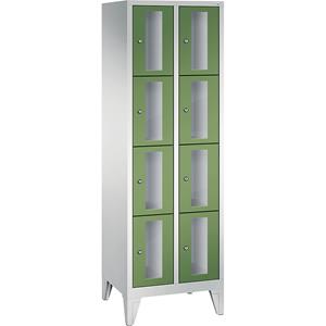 C+P CLASSIC Fächerschrank, Fachhöhe 375 mm, mit Füßen, 8 Fächer, Breite 610 mm, Tür resedagrün