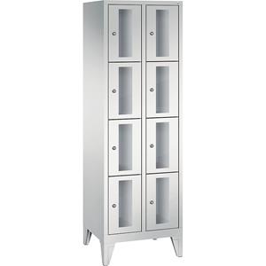 C+P CLASSIC Fächerschrank, Fachhöhe 375 mm, mit Füßen, 8 Fächer, Breite 610 mm, Tür lichtgrau