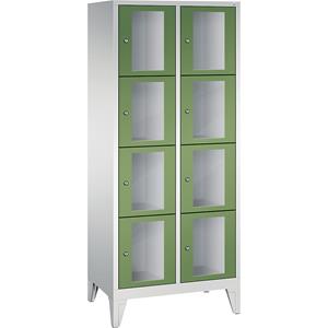 C+P CLASSIC Fächerschrank, Fachhöhe 375 mm, mit Füßen, 8 Fächer, Breite 810 mm, Tür resedagrün