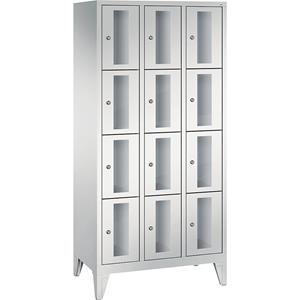C+P CLASSIC Fächerschrank, Fachhöhe 375 mm, mit Füßen, 12 Fächer, Breite 900 mm, Tür lichtgrau