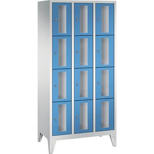 C+P CLASSIC Fächerschrank, Fachhöhe 375 mm, mit Füßen, 12 Fächer, Breite 900 mm, Tür lichtblau