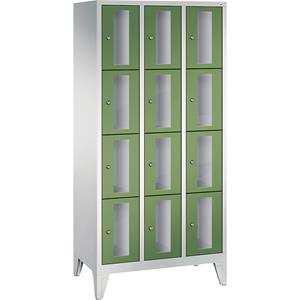 C+P CLASSIC Fächerschrank, Fachhöhe 375 mm, mit Füßen, 12 Fächer, Breite 900 mm, Tür resedagrün
