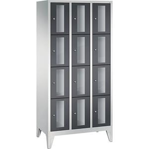 C+P CLASSIC Fächerschrank, Fachhöhe 375 mm, mit Füßen, 12 Fächer, Breite 900 mm, Tür schwarzgrau