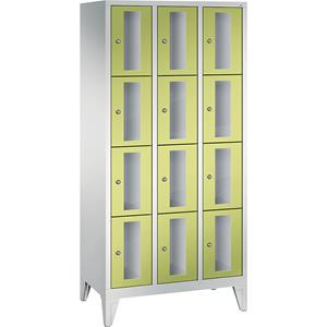 C+P CLASSIC Fächerschrank, Fachhöhe 375 mm, mit Füßen, 12 Fächer, Breite 900 mm, Tür viridingrün