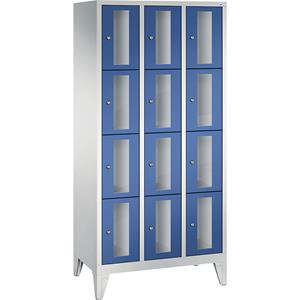 C+P CLASSIC Fächerschrank, Fachhöhe 375 mm, mit Füßen, 12 Fächer, Breite 900 mm, Tür enzianblau