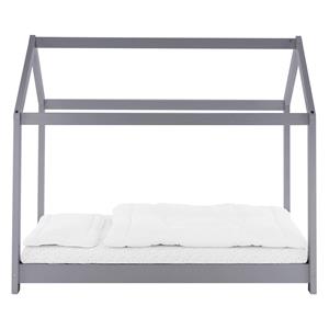 ml-design Kinderbett mit Dach und Lattenrost inkl. Matratze, 80x160 cm, Hellgrau, aus Kiefernholz, Hausbett für Mädchen & Jungen, Kinderhaus Jugendbett