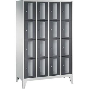 C+P CLASSIC Fächerschrank, Fachhöhe 375 mm, mit Füßen, 16 Fächer, Breite 1190 mm, Tür schwarzgrau