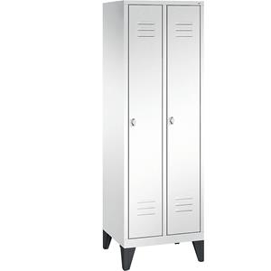 C+P CLASSIC Aufbewahrungsschrank mit Füßen, 2 Abteile, Abteilbreite 300 mm, verkehrsweiß
