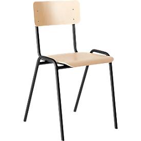 Conferentiestoel CS 3, stapelbaar, zonder armleuningen, B 385 x D 390 x H 490 mm, zwart frame, beuken