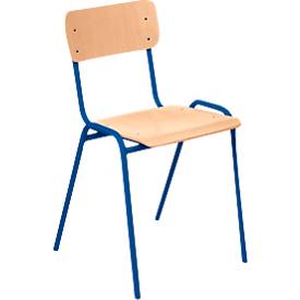 Conferentiestoel CS 3, stapelbaar, zonder armleuningen, B 385 x D 390 x H 490 mm, blauw frame, beuken