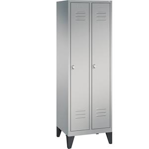 C+P CLASSIC Aufbewahrungsschrank mit Füßen, 2 Abteile, Abteilbreite 300 mm, weißaluminium