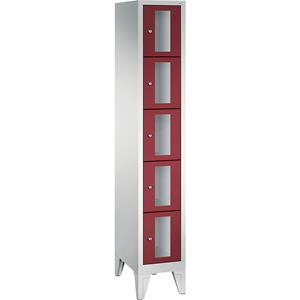 C+P CLASSIC Fächerschrank, Fachhöhe 295 mm, mit Füßen, 5 Fächer, Breite 320 mm, Tür rubinrot