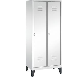 C+P CLASSIC Aufbewahrungsschrank mit Füßen, 2 Abteile, Abteilbreite 400 mm, verkehrsweiß