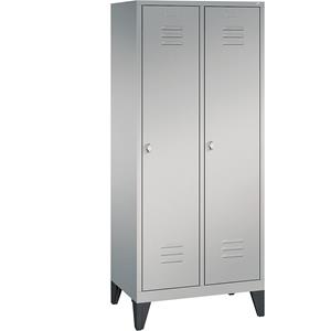 C+P CLASSIC Aufbewahrungsschrank mit Füßen, 2 Abteile, Abteilbreite 400 mm, weißaluminium