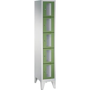 C+P CLASSIC Fächerschrank, Fachhöhe 295 mm, mit Füßen, 5 Fächer, Breite 320 mm, Tür resedagrün