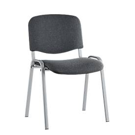 Stapelstuhl ISO Basic, ohne Armlehnen, 4-Fußgestell, Stoffbezug, stapelbar bis 12 Stück, B 545 x T 560 x H 820 mm, Bezug anthrazit, Gestell alusiber