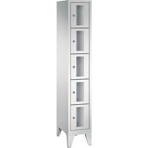 C+P CLASSIC Fächerschrank, Fachhöhe 295 mm, mit Füßen, 5 Fächer, Breite 320 mm, Tür lichtgrau