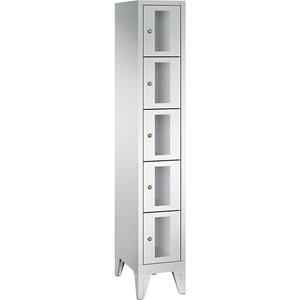 C+P CLASSIC vakkenkast, vakhoogte 295 mm, met voeten, 5 vakken, breedte 320 mm, deur lichtgrijs