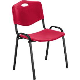 NowyStyl Bezoekersstoel, H 470 mm x B 460 mm x D 410 mm, kunststof, met stalen frame, anti-kras voetjes, stapelbaar, zwart-rood