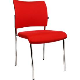 Topstar Bezoekersstoel, 4-poot, gestoffeerd, zonder armleuningen, set van 2, rood