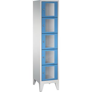 C+P CLASSIC Fächerschrank, Fachhöhe 295 mm, mit Füßen, 5 Fächer, Breite 420 mm, Tür lichtblau