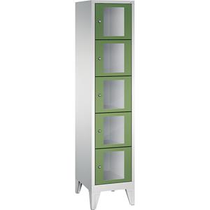 C+P CLASSIC Fächerschrank, Fachhöhe 295 mm, mit Füßen, 5 Fächer, Breite 420 mm, Tür resedagrün