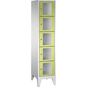 C+P CLASSIC Fächerschrank, Fachhöhe 295 mm, mit Füßen, 5 Fächer, Breite 420 mm, Tür viridingrün