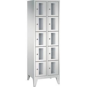 C+P CLASSIC Fächerschrank, Fachhöhe 295 mm, mit Füßen, 10 Fächer, Breite 610 mm, Tür lichtgrau