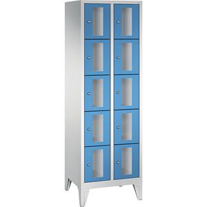C+P CLASSIC Fächerschrank, Fachhöhe 295 mm, mit Füßen, 10 Fächer, Breite 610 mm, Tür lichtblau