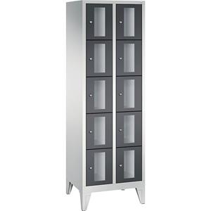 C+P CLASSIC Fächerschrank, Fachhöhe 295 mm, mit Füßen, 10 Fächer, Breite 610 mm, Tür schwarzgrau