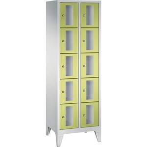 C+P CLASSIC Fächerschrank, Fachhöhe 295 mm, mit Füßen, 10 Fächer, Breite 610 mm, Tür viridingrün