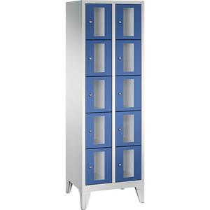 C+P CLASSIC Fächerschrank, Fachhöhe 295 mm, mit Füßen, 10 Fächer, Breite 610 mm, Tür enzianblau