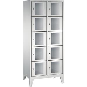 C+P CLASSIC Fächerschrank, Fachhöhe 295 mm, mit Füßen, 10 Fächer, Breite 810 mm, Tür lichtgrau