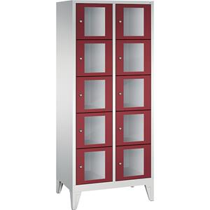 C+P CLASSIC Fächerschrank, Fachhöhe 295 mm, mit Füßen, 10 Fächer, Breite 810 mm, Tür rubinrot