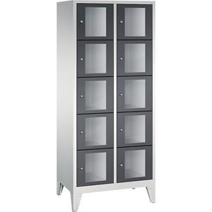 C+P CLASSIC Fächerschrank, Fachhöhe 295 mm, mit Füßen, 10 Fächer, Breite 810 mm, Tür schwarzgrau