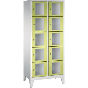 C+P CLASSIC Fächerschrank, Fachhöhe 295 mm, mit Füßen, 10 Fächer, Breite 810 mm, Tür viridingrün