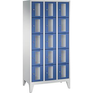 C+P CLASSIC Fächerschrank, Fachhöhe 295 mm, mit Füßen, 15 Fächer, Breite 900 mm, Tür enzianblau