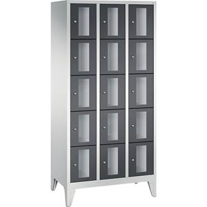 C+P CLASSIC Fächerschrank, Fachhöhe 295 mm, mit Füßen, 15 Fächer, Breite 900 mm, Tür schwarzgrau