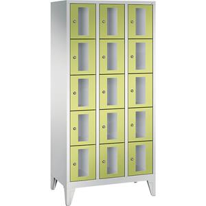 C+P CLASSIC Fächerschrank, Fachhöhe 295 mm, mit Füßen, 15 Fächer, Breite 900 mm, Tür viridingrün