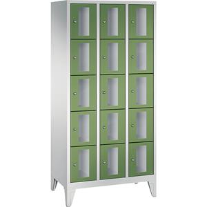 C+P CLASSIC Fächerschrank, Fachhöhe 295 mm, mit Füßen, 15 Fächer, Breite 900 mm, Tür resedagrün