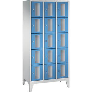 C+P CLASSIC Fächerschrank, Fachhöhe 295 mm, mit Füßen, 15 Fächer, Breite 900 mm, Tür lichtblau