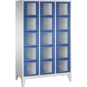 C+P CLASSIC Fächerschrank, Fachhöhe 295 mm, mit Füßen, 15 Fächer, Breite 1200 mm, Tür enzianblau