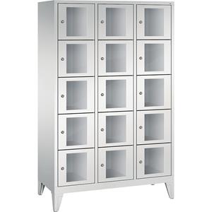 C+P CLASSIC Fächerschrank, Fachhöhe 295 mm, mit Füßen, 15 Fächer, Breite 1200 mm, Tür lichtgrau