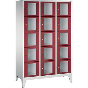 C+P CLASSIC Fächerschrank, Fachhöhe 295 mm, mit Füßen, 15 Fächer, Breite 1200 mm, Tür rubinrot