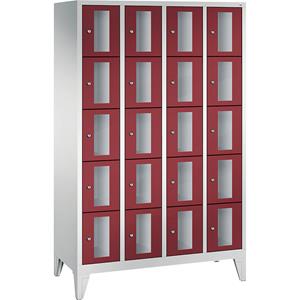 C+P CLASSIC Fächerschrank, Fachhöhe 295 mm, mit Füßen, 20 Fächer, Breite 1190 mm, Tür rubinrot