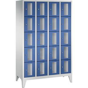 C+P CLASSIC Fächerschrank, Fachhöhe 295 mm, mit Füßen, 20 Fächer, Breite 1190 mm, Tür enzianblau