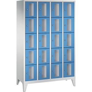 C+P CLASSIC Fächerschrank, Fachhöhe 295 mm, mit Füßen, 20 Fächer, Breite 1190 mm, Tür lichtblau